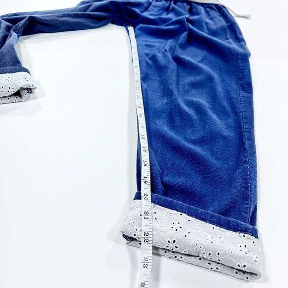 Nais cotton linen elastic waist cropped paint with lace cuff S - Picture 10 of 10